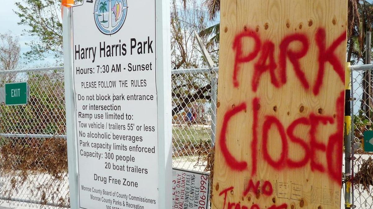 Damage from Hurricane Irma extends to more than a dozen parks operated by Monroe County. Some of the parks may remain closed for months or possibly a year, a county assessment says.