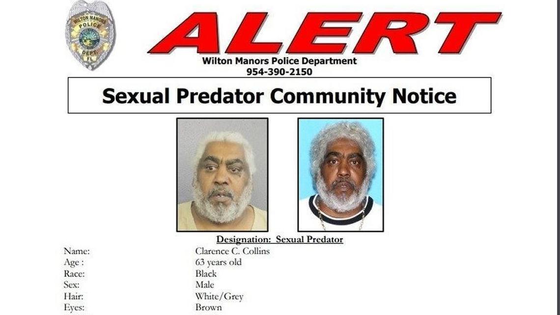 A Wilton Manors alert on registered sex predator Clarence Collins