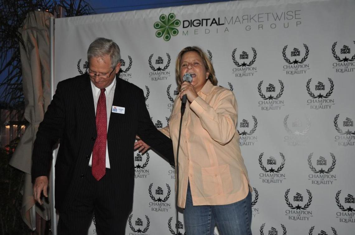 U.S. Rep. Ileana Ros-Lehtinen speaks in 2012 at SAVE’s Champions of Equality reception after being introduced by Joseph Falk, then SAVE’s board chairman.