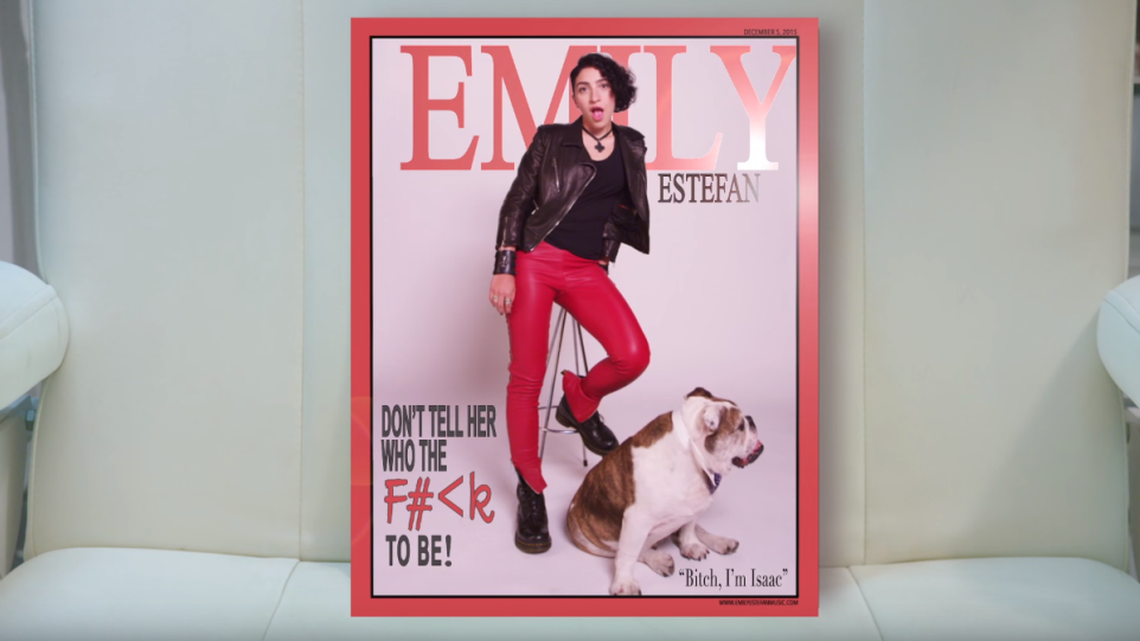 A frame-grab from Emily Estefan’s new music video, ‘F#ck To Be.’