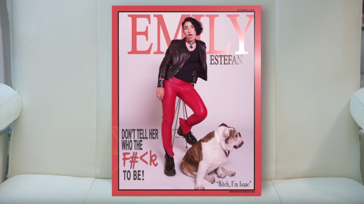 A frame-grab from Emily Estefan’s new music video, ‘F#ck To Be.’