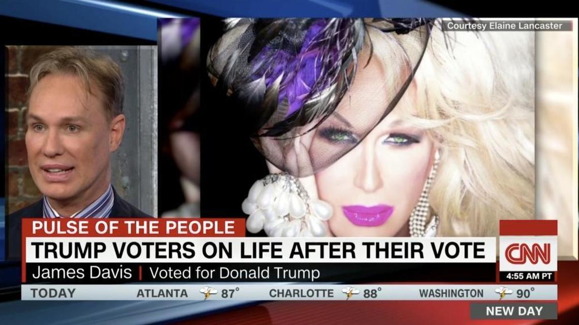 James Davis, AKA Miami drag queen Elaine Lancaster, appears mid July on CNN’s ‘New Day’ program to talk about being ‘blackballed’ for his longtime support of President Donald Trump.