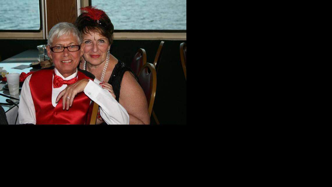 
Carol Goldwasser and wife Arlene Goldberg of Fort Myers, together for 47 years, at a 2012 Visuality LGBT youth fundraiser. Goldwasser died in March.
