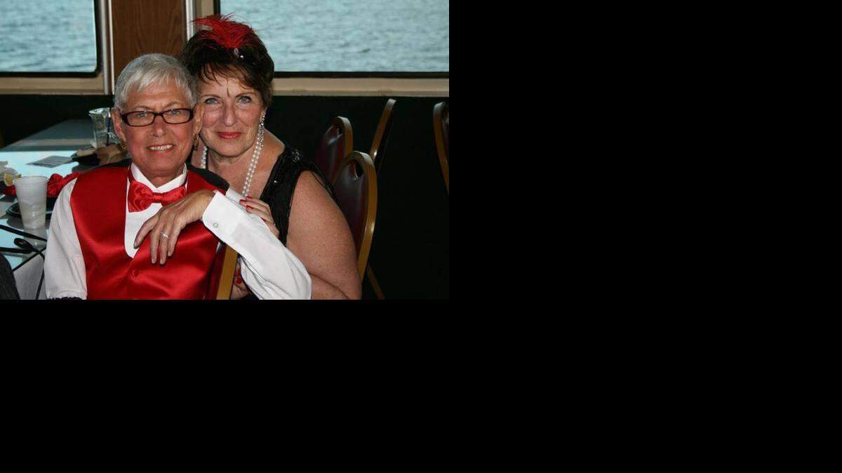 
Carol Goldwasser and wife Arlene Goldberg of Fort Myers, together for 47 years, at a 2012 Visuality LGBT youth fundraiser. Goldwasser died in March.
