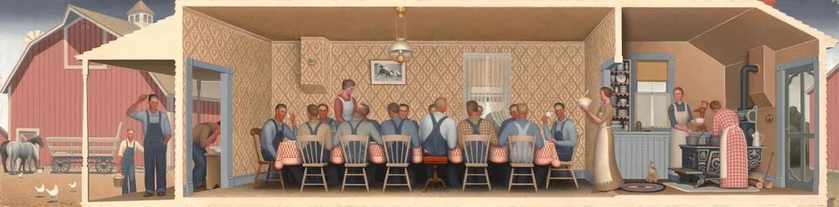 Dinner for Threshers," 1934, oil on board.