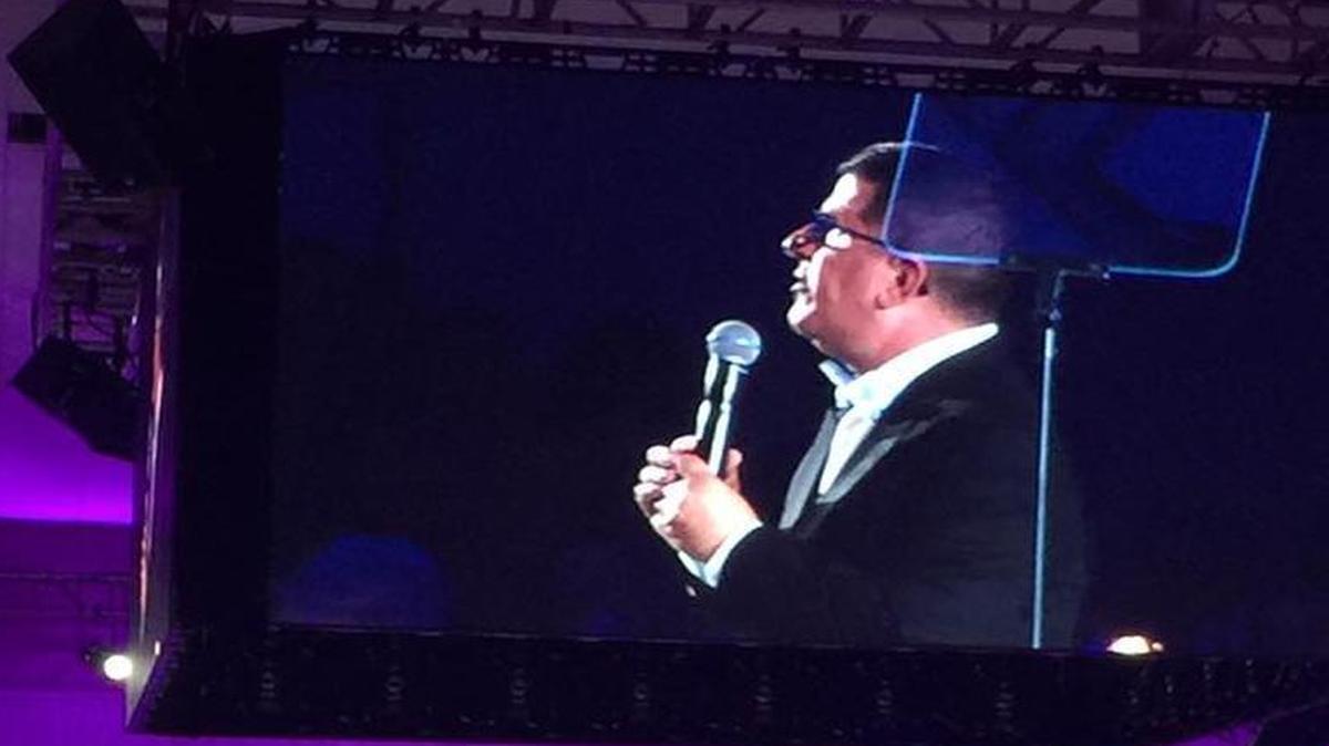 Miami Herald LGBTQ issues reporter Steve Rothaus accepts the Eddy McIntyre Community Service Award at the 20th annual National LGBTQ Task Force Miami Gala on Nov. 19, 2016.