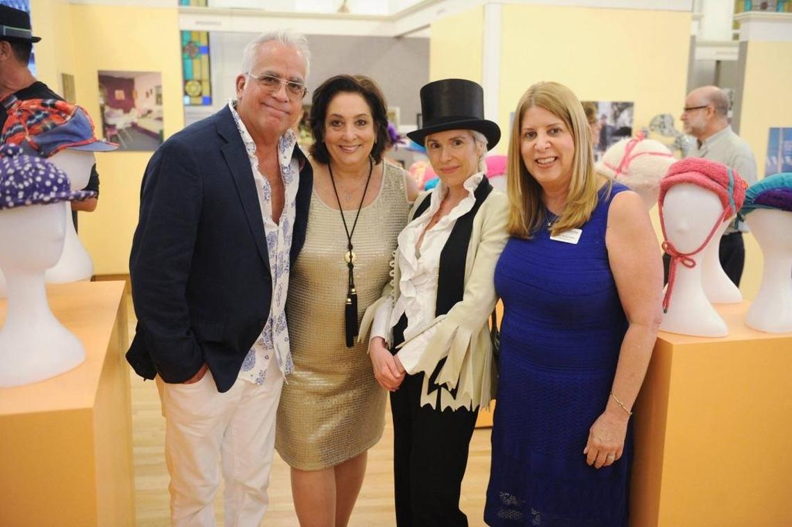 At the Jewish Museum of Florida-FIU in July: Richard Jay-Alexander, museum director Susan Gladstone, curator Jacqueline Goldstein and membership/programs director Nancy Doyle Cohen at the opening of ‘Irene Williams: Queen of Lincoln Road.’