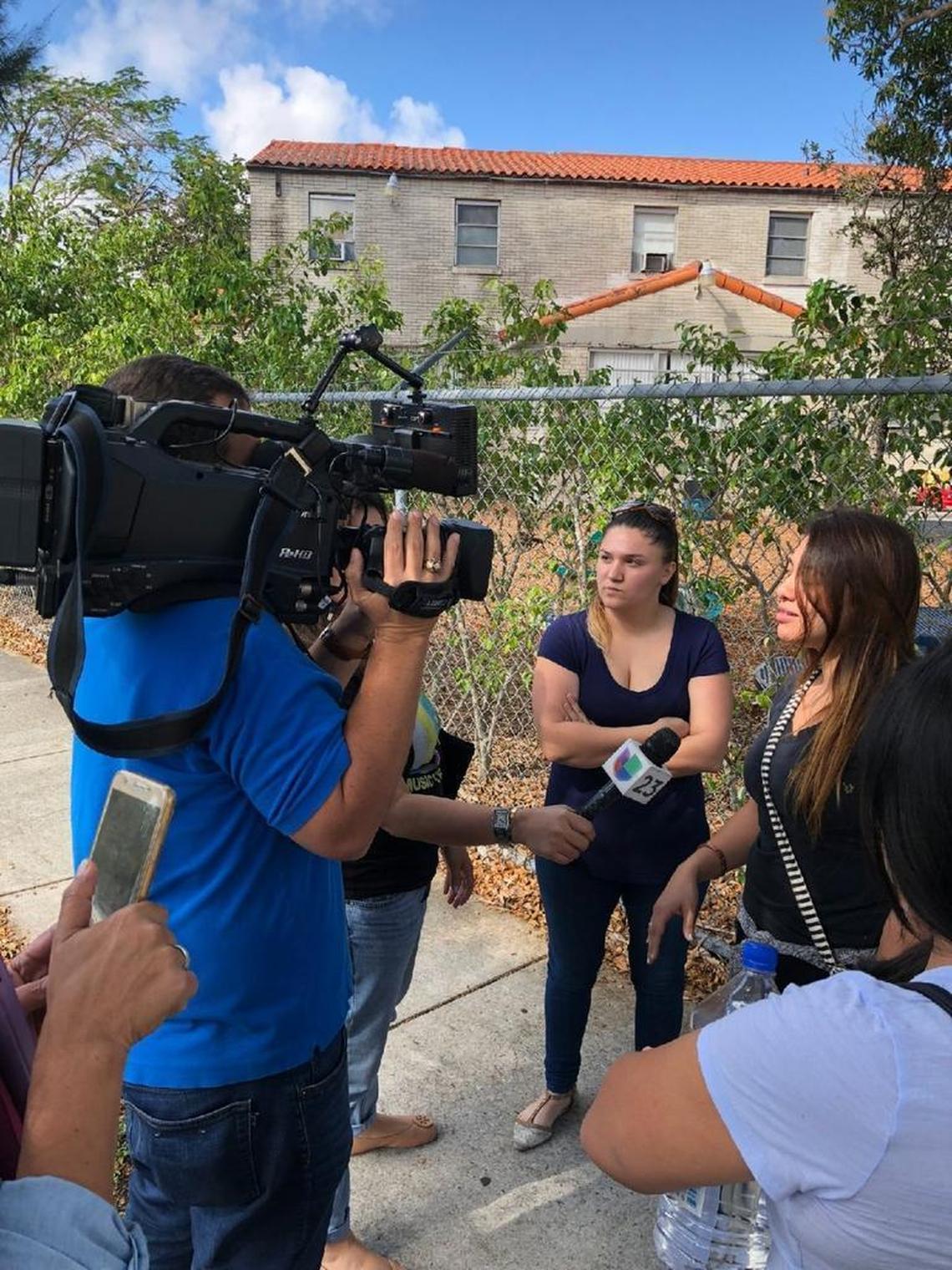 Parents at Sts. Peter and Paul Catholic School spoke to the media about their concerns on Friday, Feb. 9.