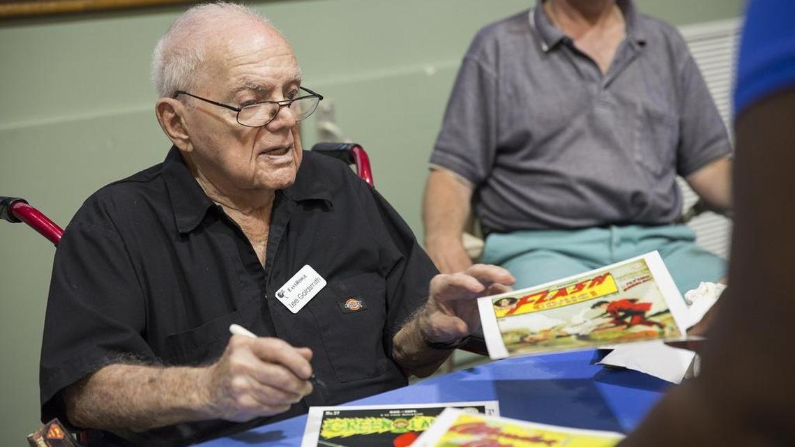 

Comic book writer and Broadway lyricist Lee Goldsmith, 92, signs autographs during a celebration of his life and career at East Ridge Retirement Community in Cutler Bay on Saturday, August 1, 2015. Goldsmith was a comic book writer for DC Comics in New York City for nearly 25 years, where he penned stories for characters such as The Flash, The Green Lantern and Wonder Woman.
 
