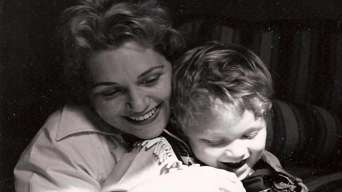Stage and film star Judy Holliday with her young son, Jonathan Oppenheim, in a family photograph from the late 1950s.