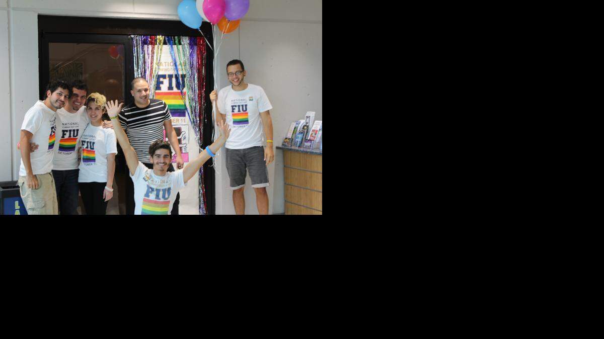 
Students and faculty at Florida International University’s Biscayne Bay Campus on Friday celebrate National Coming Out Day.
