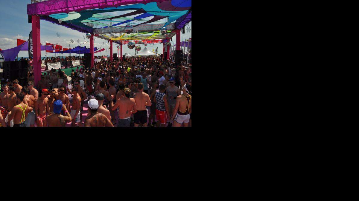 
The big beach dance party during the 2014 Winter Party Festival in Miami Beach.
