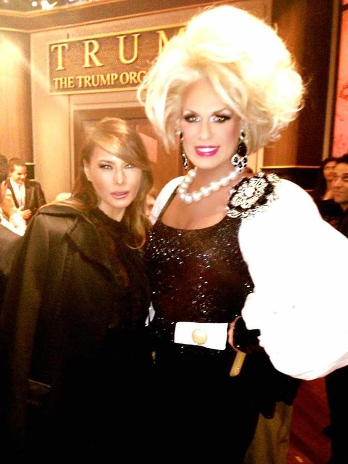Miami drag queen Elaine Lancaster poses with first lady Melania Trump at a 2009 ‘Celebrity Apprentice’ TV event in New York.