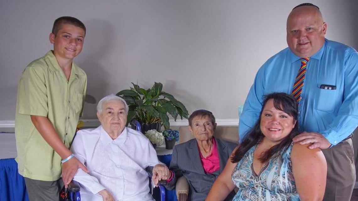 Annie and Annette, a lesbian couple together for 42 years, on their wedding day with column author Chris Moffatt, his wife Christa, and their four children.