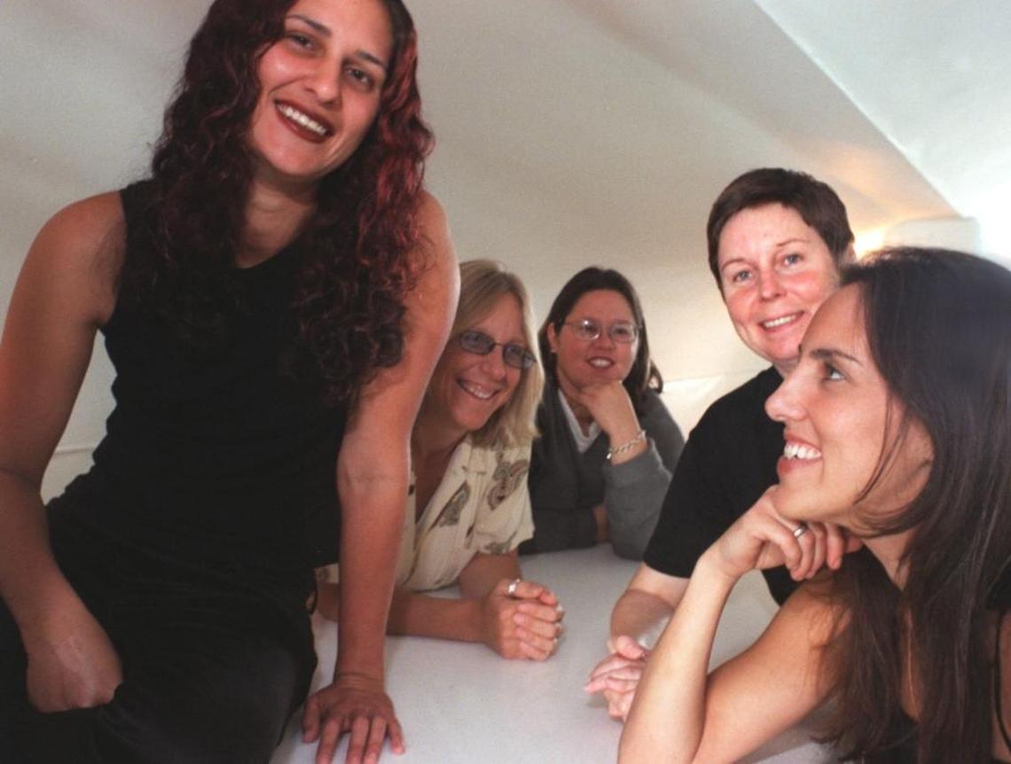 April 2001: Yesi Leon, Cindy Brown, Alison Burgos, Julie Garrity and Carol White, producers of Aqua Girl, a circuit party for women to held in early May 2001.