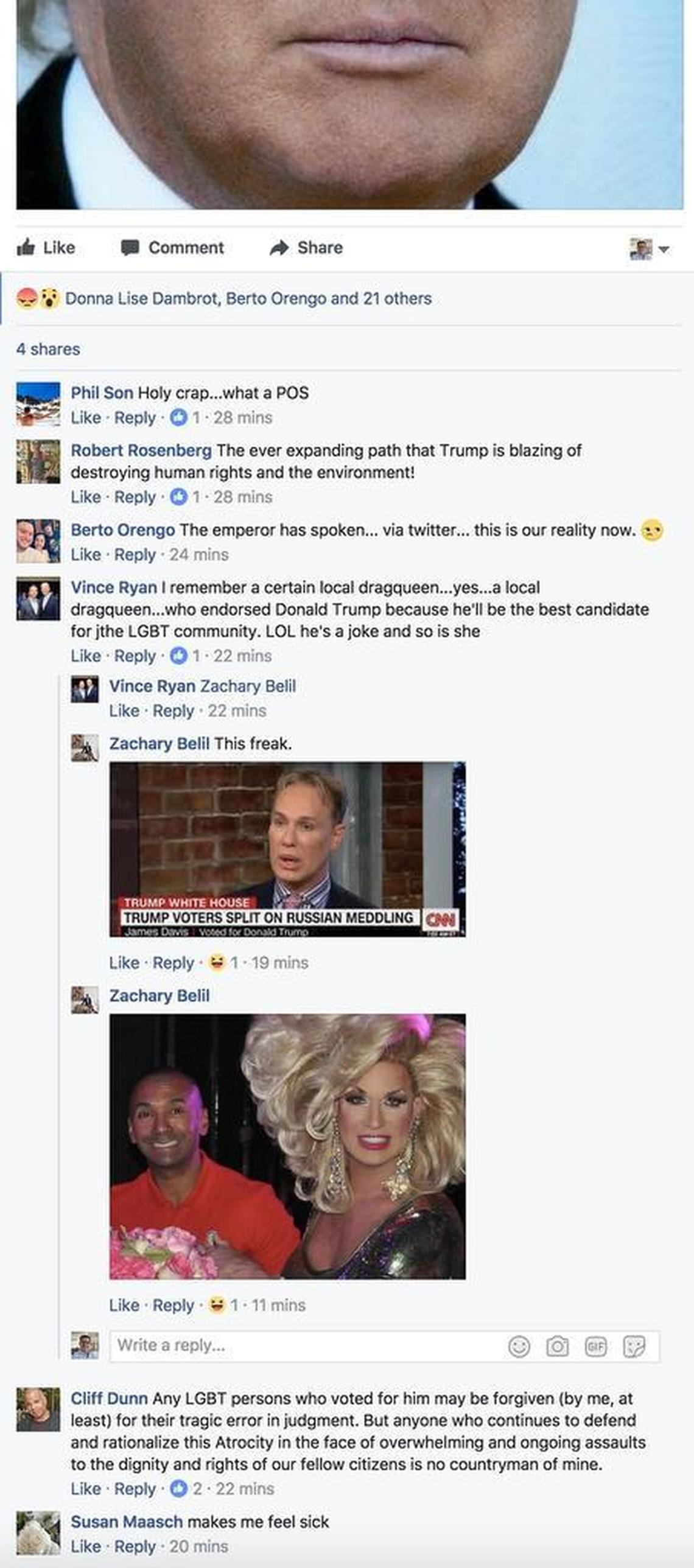 After President Donald Trump announced that transgender people could not serve in the U.S. military, LGBTQ activists denounced Miami drag queen Elaine Lancaster for her support of Trump.