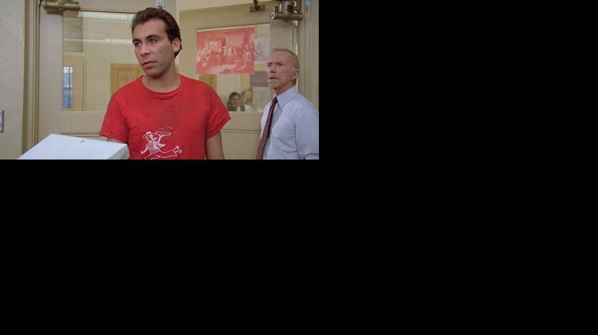 
Actors Taylor Negron and Ray Walston in a classroom scene from ‘Fast Times At Ridgemont High’ (1982).
