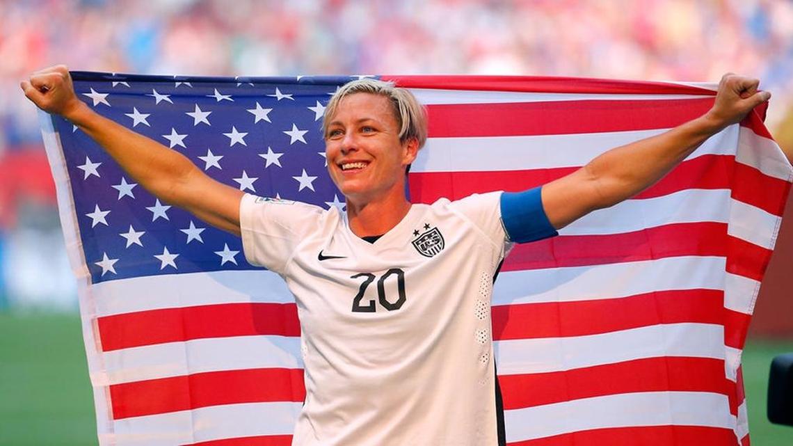 Abby Wambach celebrates the U.S. team’s victory against Japan in the FIFA Women's World Cup on July 5, 2015.