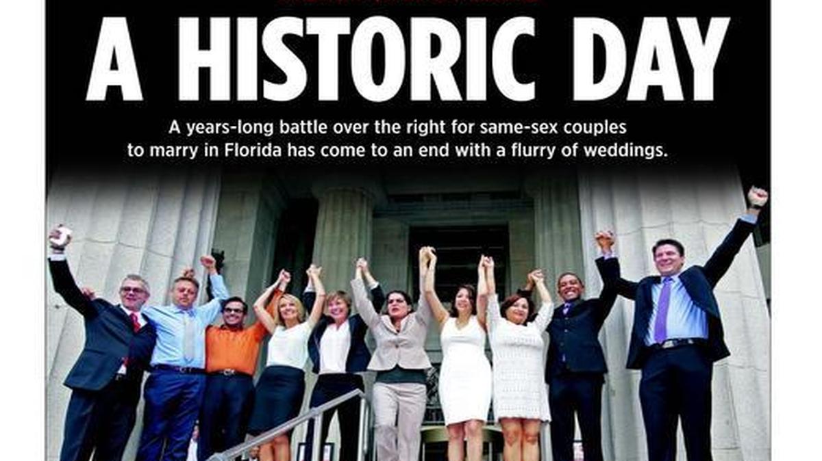 ‘A Historic Day’: The Miami Herald front page on Jan. 6, 2015, the day after same-sex couples began to marry in Florida.