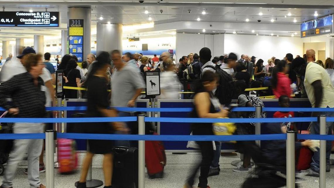 Local elected officials escorted by Miami International Airport’s Protocol Office are taken to the front of security lines.