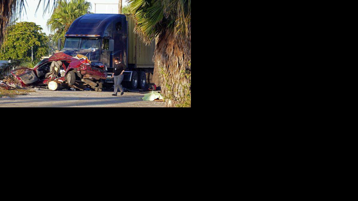 
A tractor-trailer and a car collided at a major Northwest Miami-Dade intgersection Thursday morning, paralyzing traffic for hours. The crash happened at Northwest 79th Street and 22nd Avenue. The driver of the 18-wheeler was not injured, but the female driver of the sedan died. Miami-Dade police are investigating.
