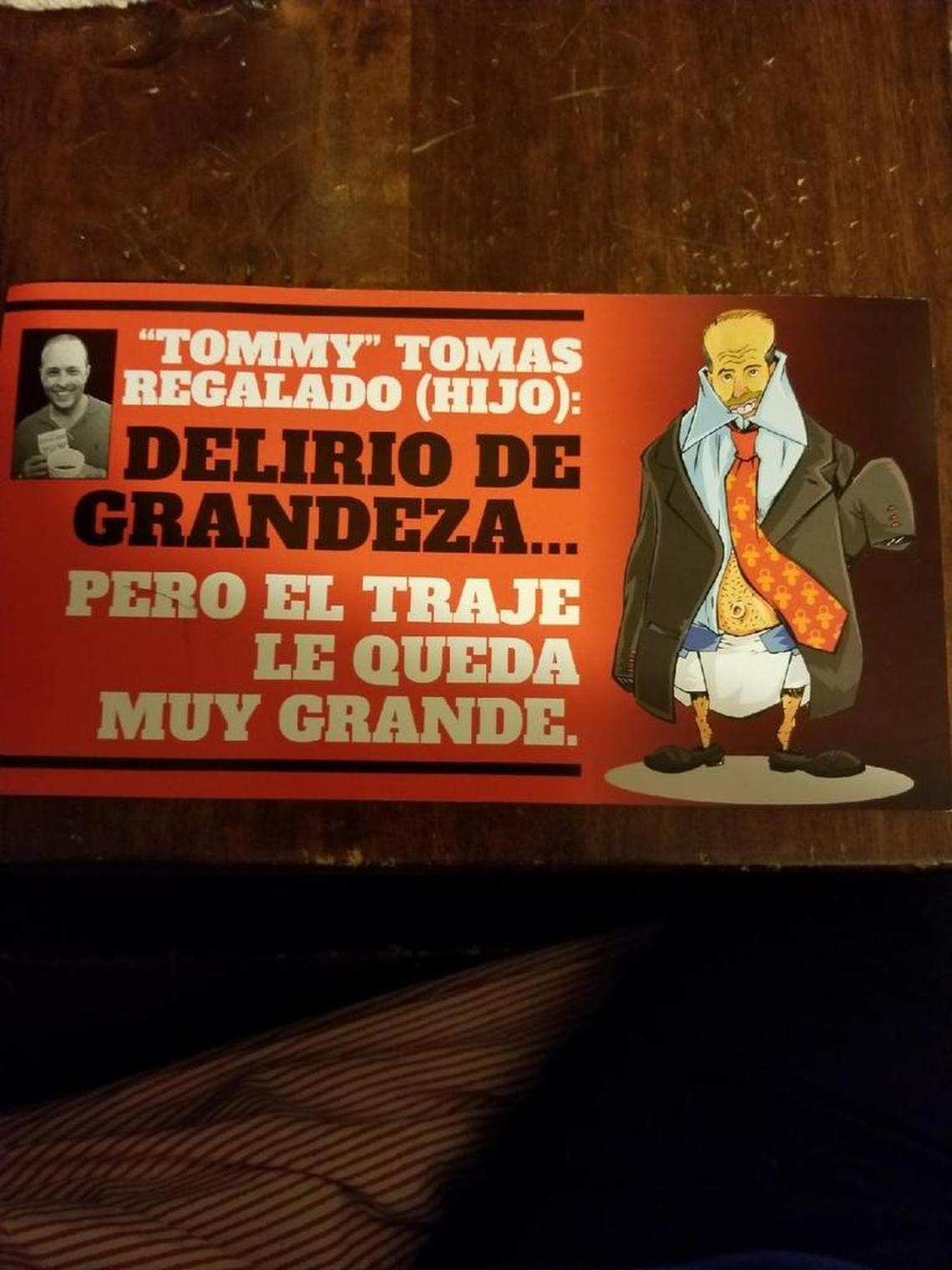 Miami First, a political committee chaired by District 3 candidate Joe Carollo, blasted Tomas N. “Tommy” Regalado this week.