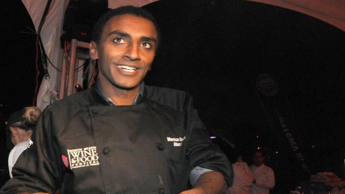 Marcus Samuelsson serves a “crunchy BBQ Kobe burger,” at the 2010 South Beach Wine & Food Festival's Burger Bash, at the Ritz-Carlton Beach. Samuelsson wants to open a new venue in Overtown.