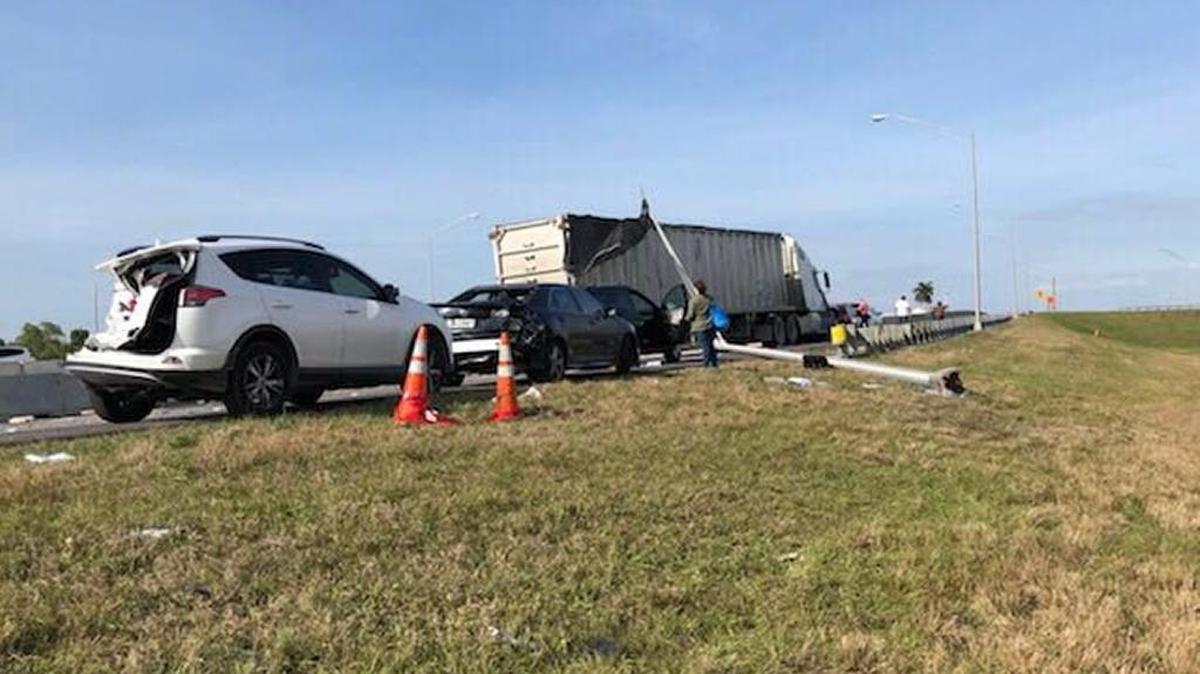 Six people were injured in an eight-car pileup on Florida’s Turnpike and Southwest 288th Street Sunday, Jan. 14, 2018.