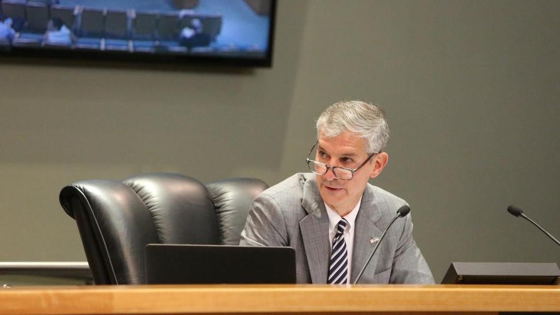 Commissioner Marc Sarnoff at a city commission meeting in June