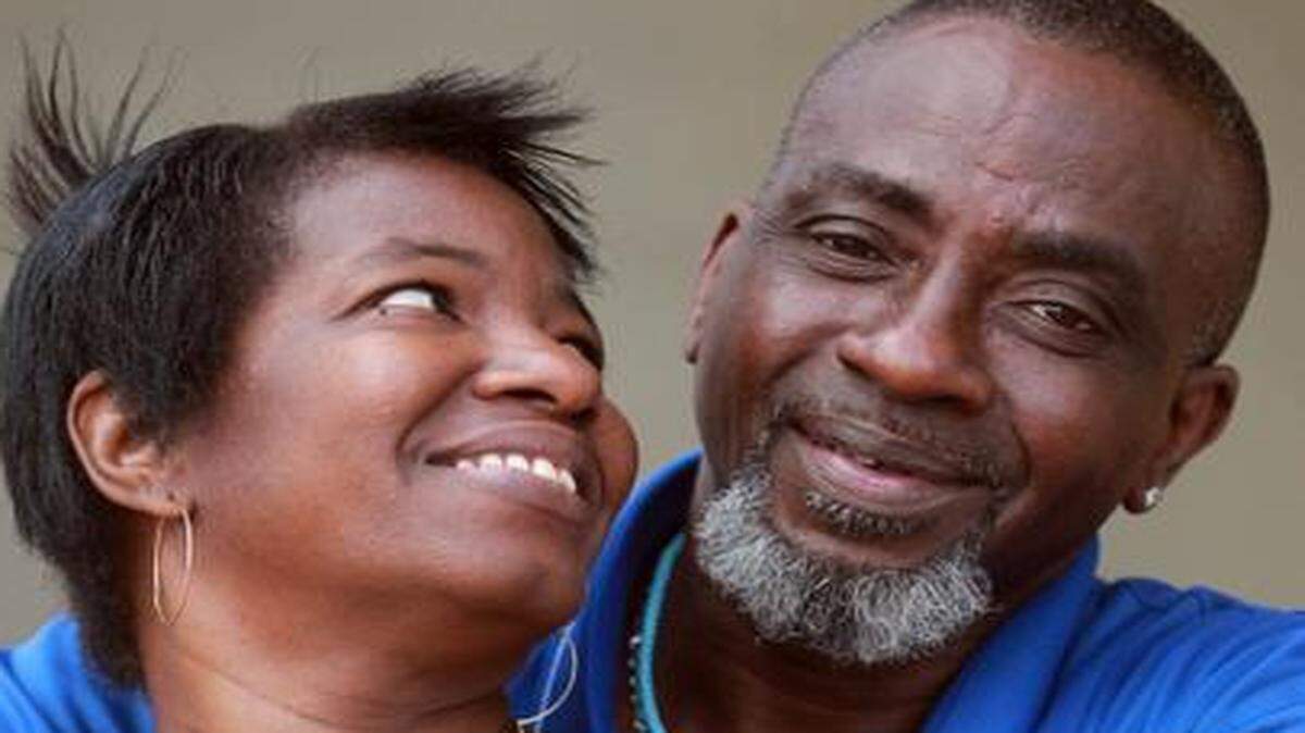 
Roy Ricks, who spent 27 years of his life on the streets in downtown Miami, now works and takes care of the outside of the Arsht Center, on Biscayne Boulevard. Roy, who just got married, spends his lunch break with his wife, Carolyn Ricks, Tuesday, December 2, 2014. Ricks was part of a job program at the Camillus House, which has helped several formerly homeless men off the street, and achieve their educational, vocational and employment goals.
