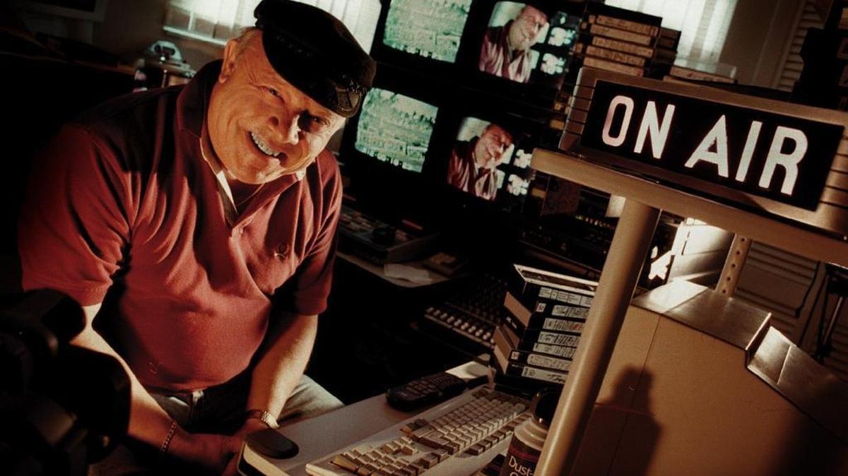 Portrait of radio personality RICK SHAW in the recording studio of his home in Cooper City.