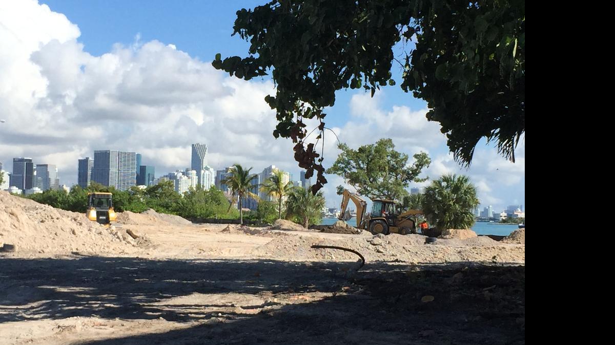 
Work is underway to improve the grounds outside the Miami Marine Stadium in anticipation of the Miami International Boat Show.
