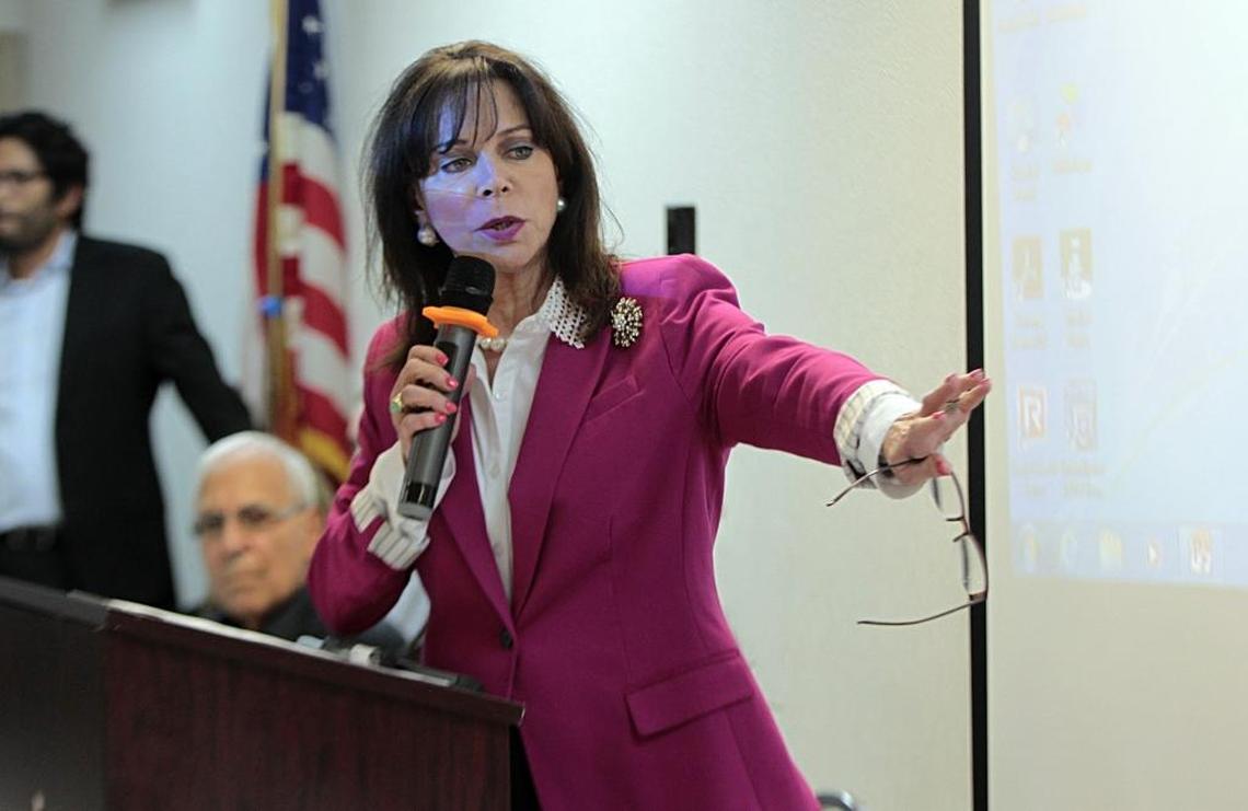 State Attorney Katherine Fernandez Rundle, speaks during a Miami-Dade Democratic Party meeting to discuss a proposal to rebuke her one of the county's most powerful Democrats for her failing to mount a criminal case against the guards who placed Dade Correctional Institution inmate Darren Rainey in a searing shower until he collapsed and died. The meeting took place at the AFL-CIO union hall in Miami Springs, on Tuesday May 30, 2017.
