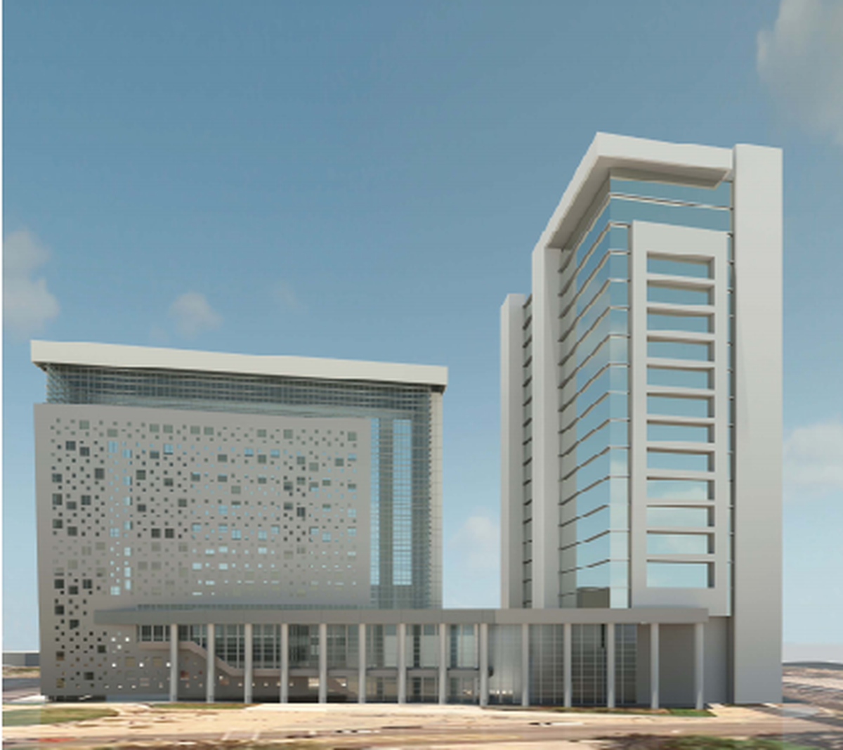 The proposed new civil courthouse next to the Children’s Courthouse at 155 NW Third St., Miami. The administration of Mayor Carlos Gimenez wants the two facilities to share space in order to save money, but the County Commission has resisted that effort.