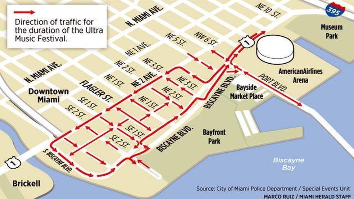 
Miami Police will reroute traffic through downtown Miami beginning Thursday night and through the weekend for the Ultra Music Festival at Bayfront Park.
