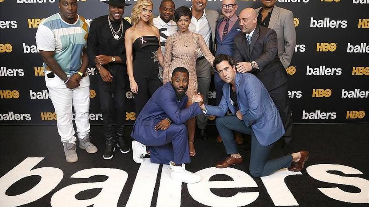 Dwayne “The Rock” Johnson and his fellow cast members hit the “black carpet” during premiere night for HBO’s “Ballers” on Thursday, July 14, 2016, at the New World Symphony in Miami Beach.