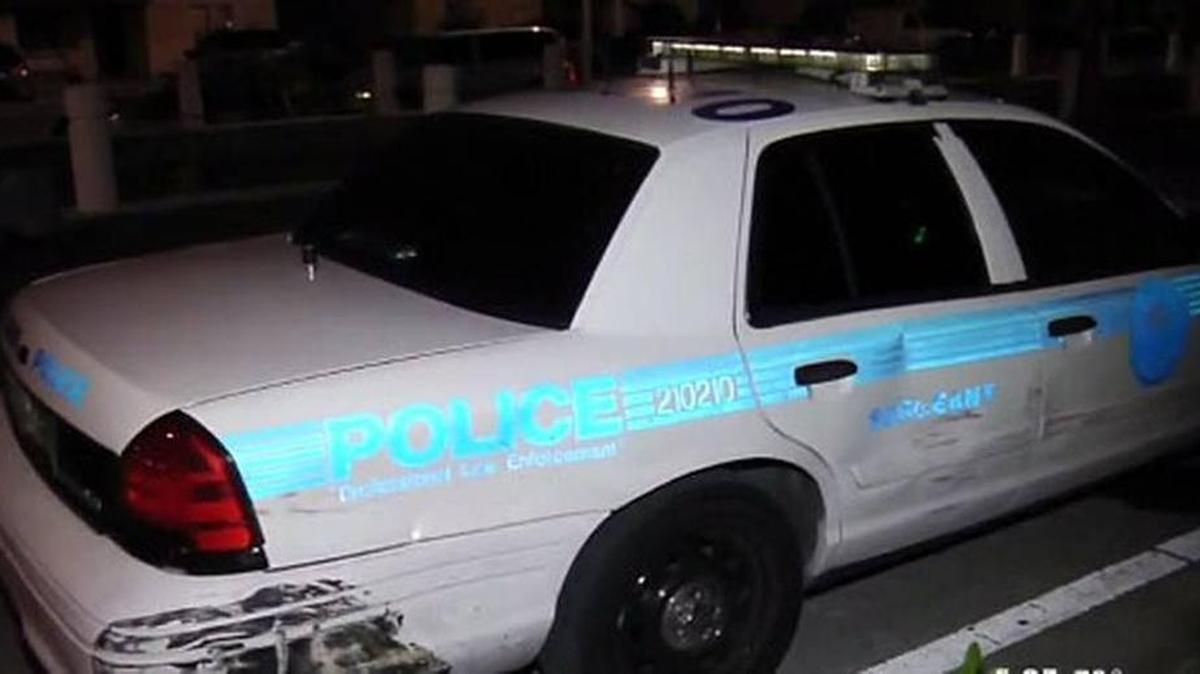 A Miami police officer was hurt in a crash.