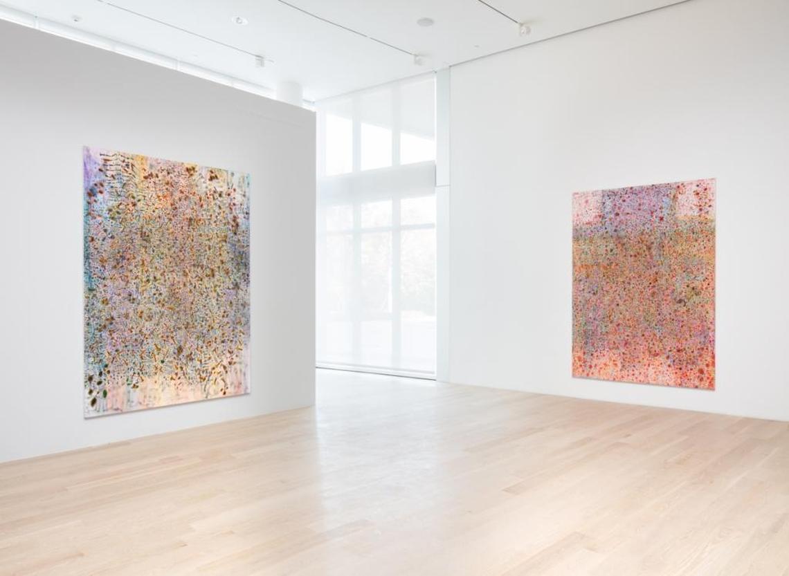 A view of two abstract paintings by Miami artist Tomm El-Saieh on exhibition at the new Institute of Contemporary Art, Miami’s newest art museum.