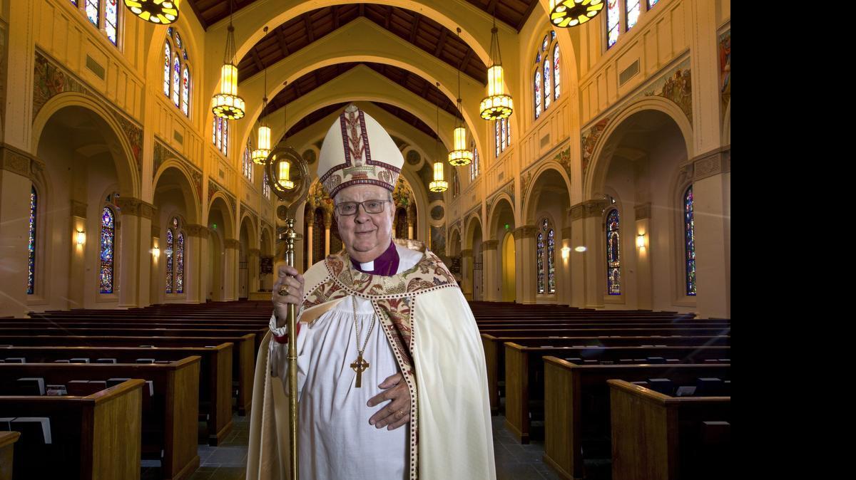 
The Right Rev. Bishop Leo Frade, head of the Episcopal Diocese of Southeast Florida, at Trinity Episcopal Cathedral in Miami. Bishop Frade will be officially stepping down from his post in January, but on Saturday the transition process started with the consecration of the new bishop at Trinity Cathedral.
