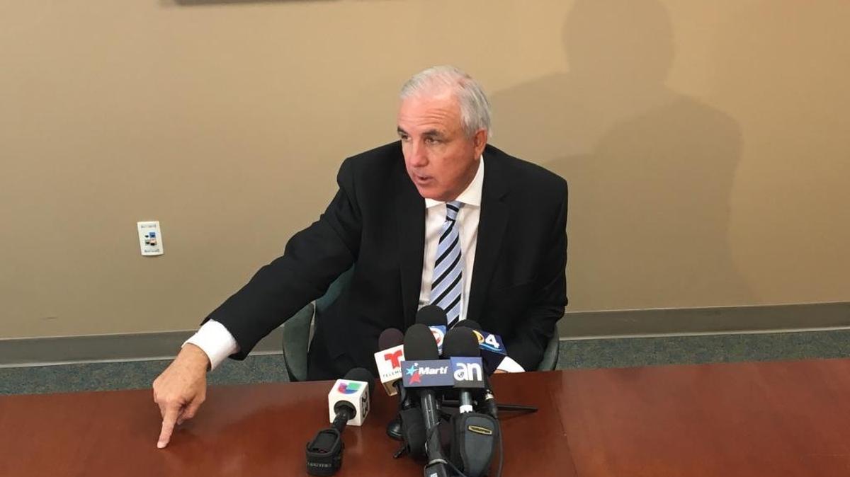 Miami-Dade Mayor Carlos Gimenez during a press conference at the county’s Water and Sewer Department on January 7, 2016.