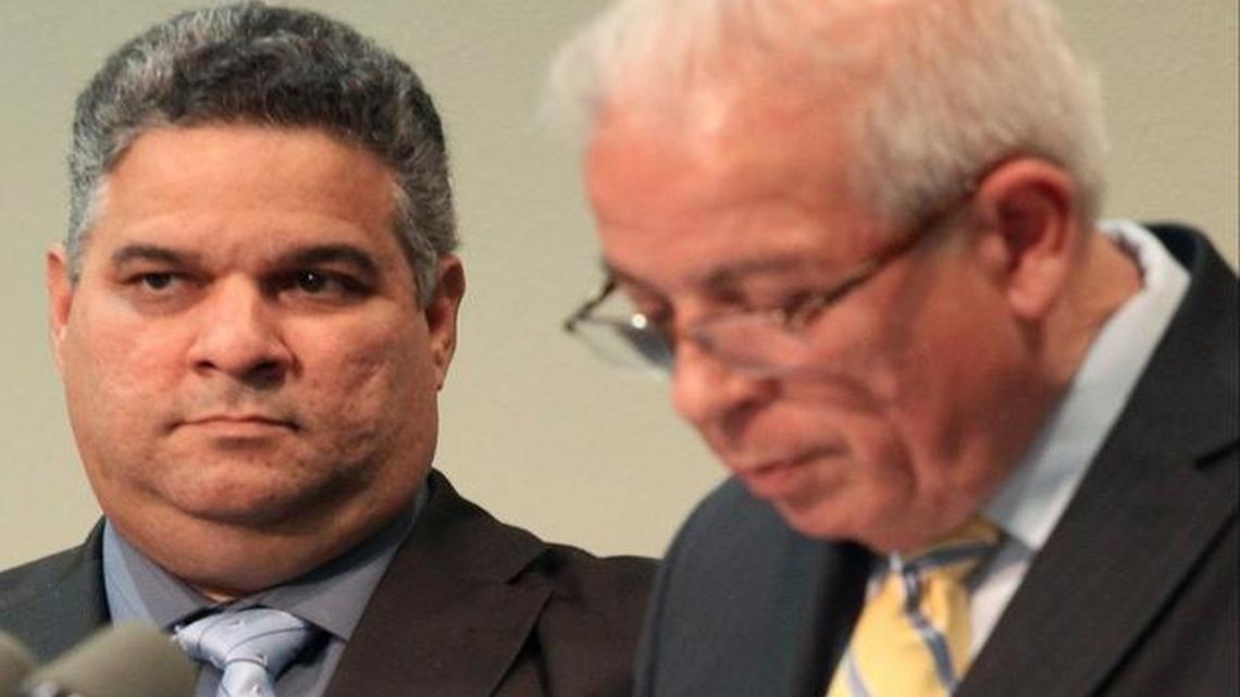 Miami Mayor Tomas Regalado, right, with City Manager Daniel Alfonso.
