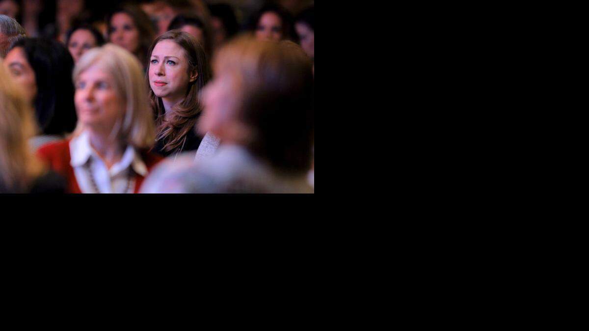 
Clinton Foundation Vice Chair Chelsea Clinton listens to speakers at the United Way's 14th Annual Women's Leadership Breakfast at the University of Miami on Monday, March 16.
