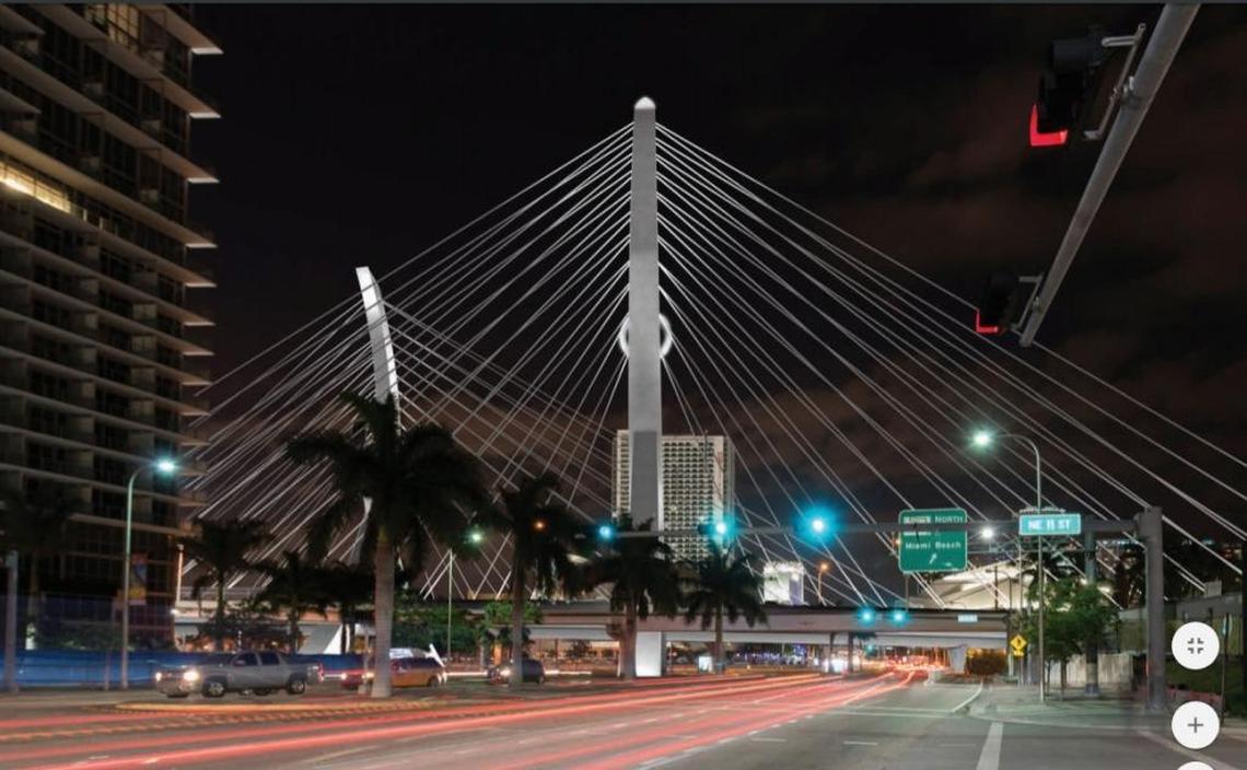 A rendering of the proposal for the I-395 bridge submitted by Fluor-Astaldi-MCM, which was rated second place by a slim margin by the Florida Department of Transportation.