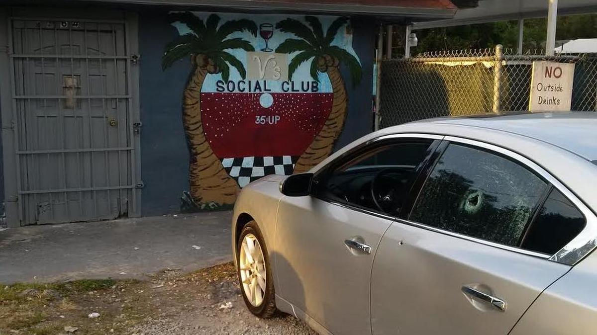 This Nissan Maxima got many of the bullets that missed the two targets of the unknown gunman in Brownsville in Monday’s early hours.