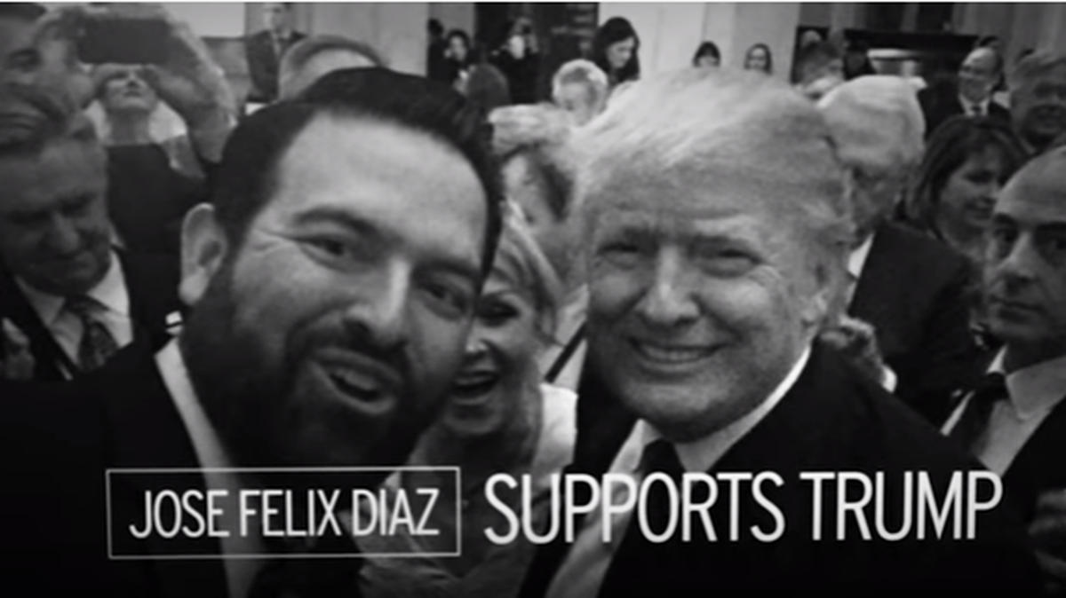 Jose Felix Diaz poses for a selfie with President Donald Trump at the inauguration. Diaz is running in a special election in Florida Senate District 40.