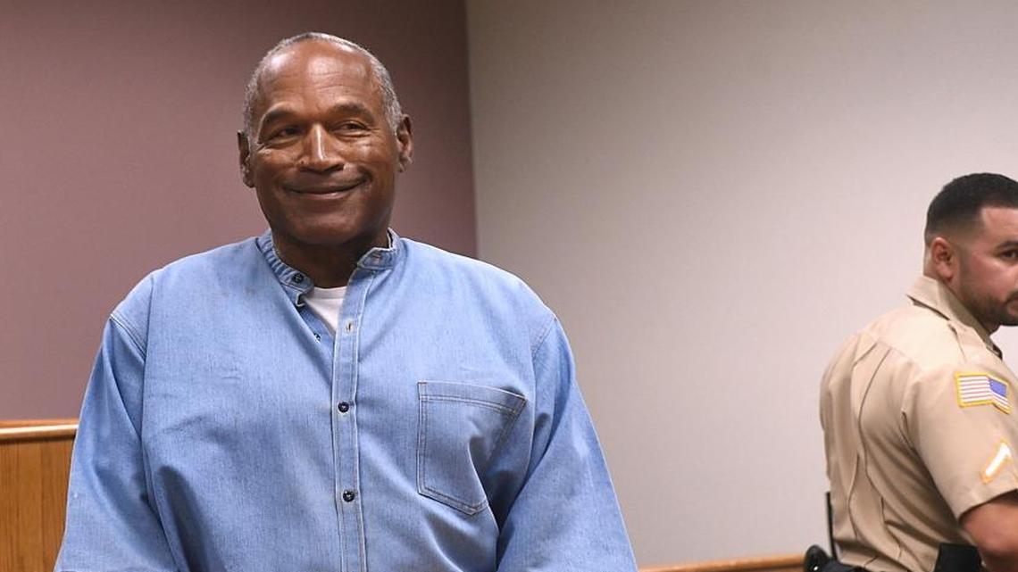 Former NFL football star O.J. Simpson enters his parole hearing at the Lovelock Correctional Center in Lovelock, Nevada in July.