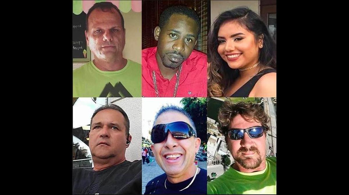 These are the six victims of the collapse of a pedestrian bridge being built by Florida International University on March 15, 2018: top row, from left: Alberto Arias, Navaro Brown, Alexa Duran; bottom row, from left: Rolando Fraga Hernandez, Osvaldo Gonzalez and Brandon Brownfield.