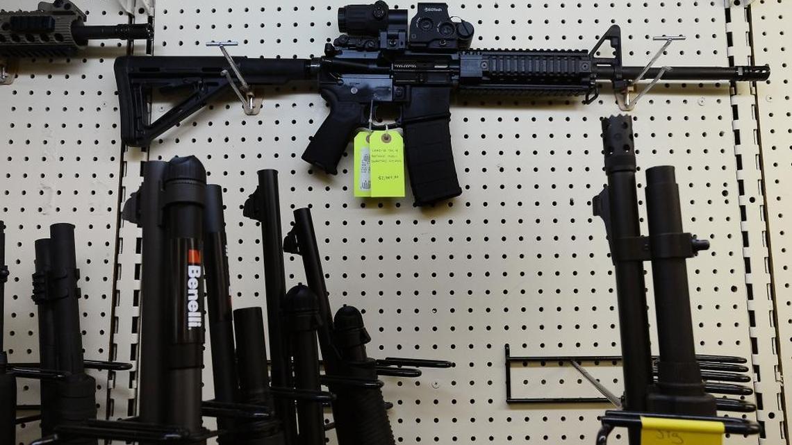 These AR-15 rifles, on display at a gun shop in Wendell, N.C., are the type of weapons that would have been banned for sale in Coral Gables if local firearms regulations had been enacted. The proposal for a citywide ban on assault rifles was defeated Tuesday, March 20, 2018.