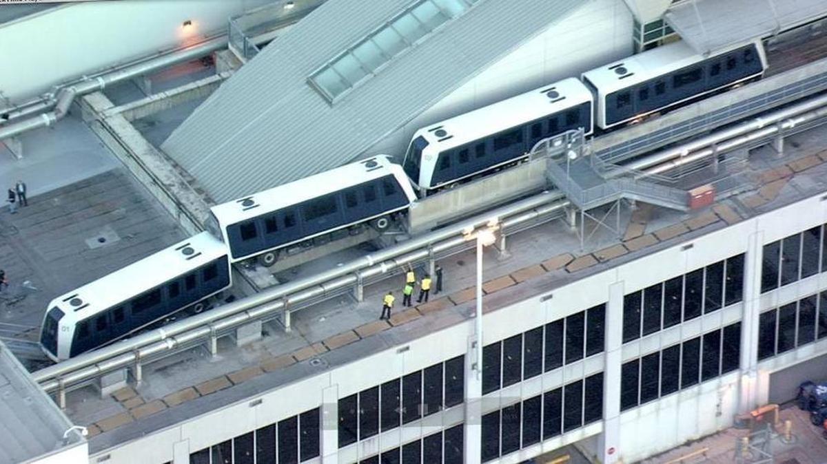 Miami International Airport’s Skytrain derailed over Concourse D on the morning of Dec. 22. No airport passengers were aboard.