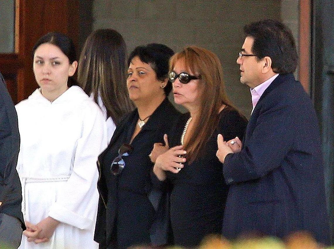 Alexa Duran’s mother Gina (with the dark glasses), follows the coffin of her daughter, Alexa, the 18-year-old FIU student who died in the bridge collapse on Southwest Eighth Street last Thursday. Her funeral was held at Saint Mark Catholic Church in Southwest Ranches, Thursday, March 22, 2018. She was one of six people killed in the collapse.